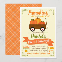 Pumpkin Patch Wagon Fall Birthday-inbjudan Inbjudningar