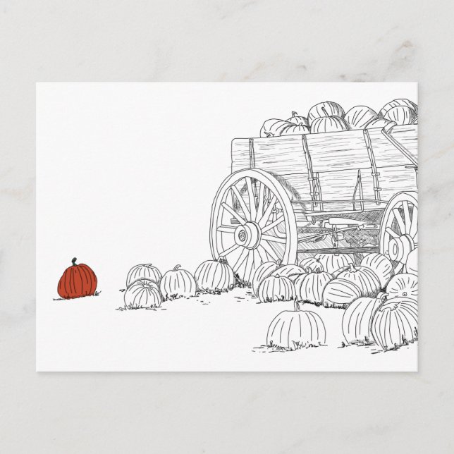 Pumpkin Patch Wagon Vykort (Framsida)