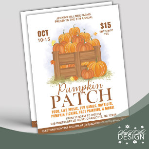 Pumpkin Patch Watercolor Pumpkins Fall-händelse Reklamblad