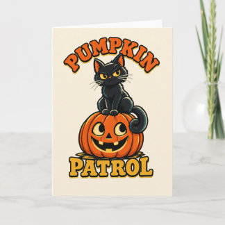 Pumpkin Patrol – Söt svart katt Halloween Kort