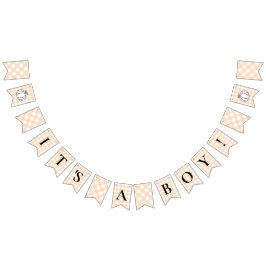 Pumpkin Peach Gingham Baby Shower Bunting Flaggor