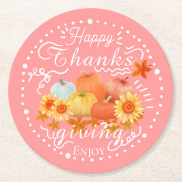 Pumpkin Peach (höst) Underlägg Papper Rund