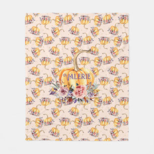Pumpkin Peach Peach guld polka blommigt fall Fleecefilt