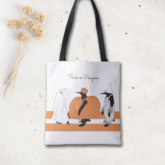 Pumpkin Penguin Cute Tecknad Funny Halloween Tygkasse (Skapare uppladdad)