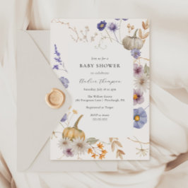 Pumpkin Periwinkle Flower Baby Shower Inbjudningar