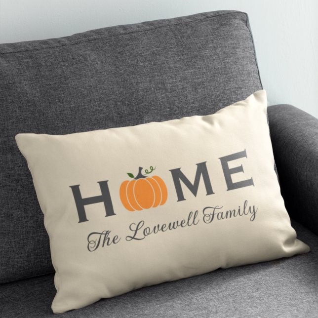 Pumpkin-Personligen för hemmakontoret Efternamnsfe Lumbarkudde (Skapare uppladdad)