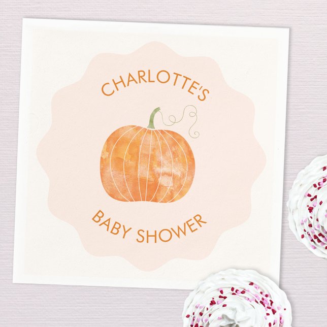 Pumpkin-Personligen för höstfälla för barn Pappersservett (Personalized pumpkin autumn fall baby shower party paper napkins)