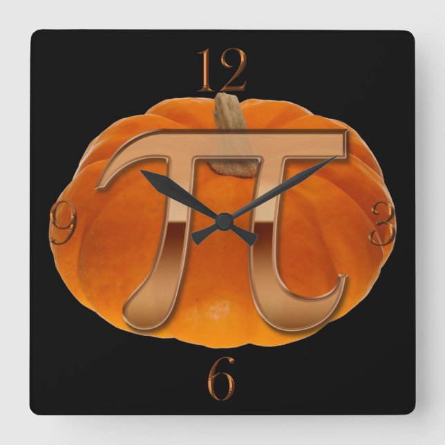 Pumpkin Pi Funny Math-älskare Wall Clock Fyrkantig Klocka (Framsida)