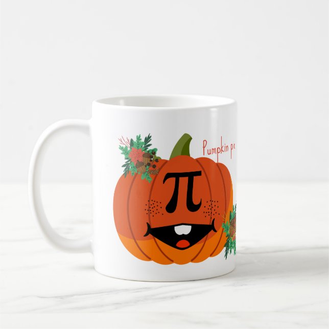 Pumpkin pi, matematisk skylt på en pumpa kaffemugg (Vänster)