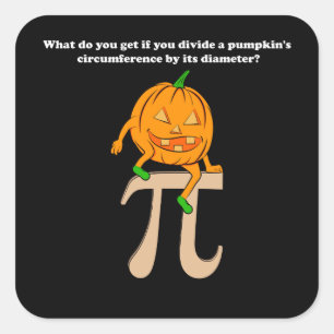 Pumpkin Pi Math Halloween Fyrkantigt Klistermärke