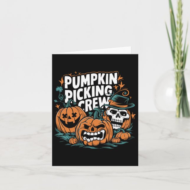 Pumpkin Picking Crew Funny Pumpkin Patch Halloween Kort (Framsida)