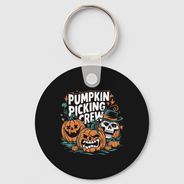 Pumpkin Picking Crew Funny Pumpkin Patch Halloween Nyckelring (Framsida)