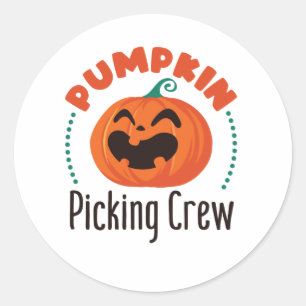 Pumpkin Picking Crew Halloween Patch-knapp Runt Klistermärke