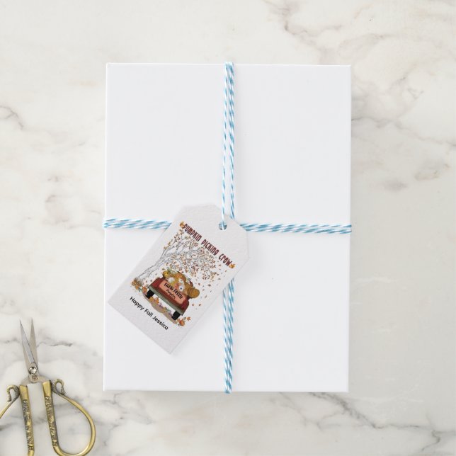 Pumpkin Picking Crew Presentetikett (Med Snöre)