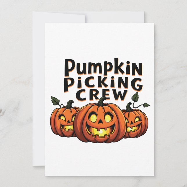 Pumpkin Picking Crew Spooky Halloween Matching Inbjudningar (Framsida)
