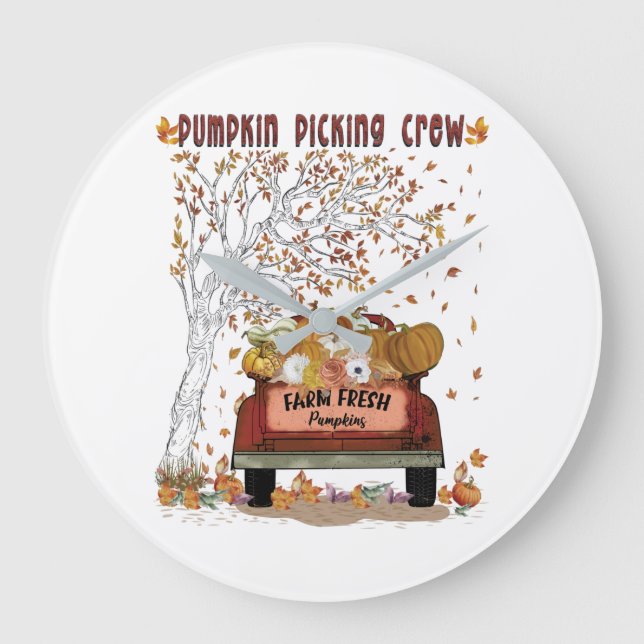Pumpkin Picking Crew Stor Klocka (Framsida)