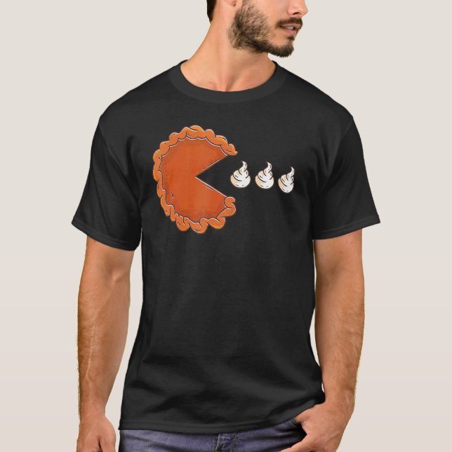 Pumpkin Pie Eating Whipped Cream Thanksgiving Day  T Shirt (Framsida)