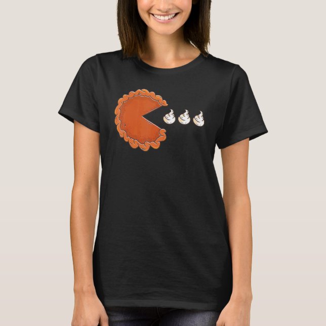 Pumpkin Pie Eating Whipped Cream Thanksgiving Day  T Shirt (Framsida)