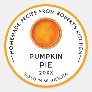 Pumpkin pie-etiketter i orange runt klistermärke