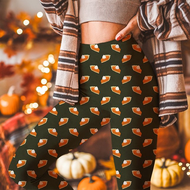 Pumpkin Pie Höst Tacksayning Grön Leggings (Skapare uppladdad)