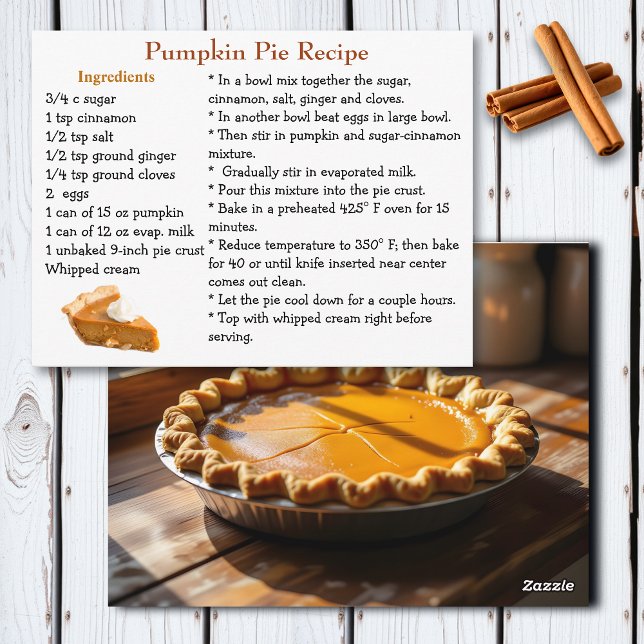 Pumpkin Pie Recipe Card Vykort (Skapare uppladdad)