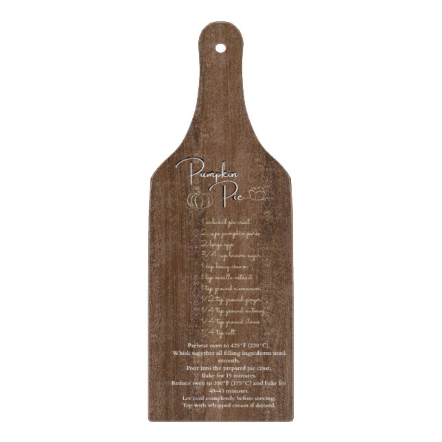Pumpkin Pie Recipe Kitchen Glass Cutting Board (Framsidan)