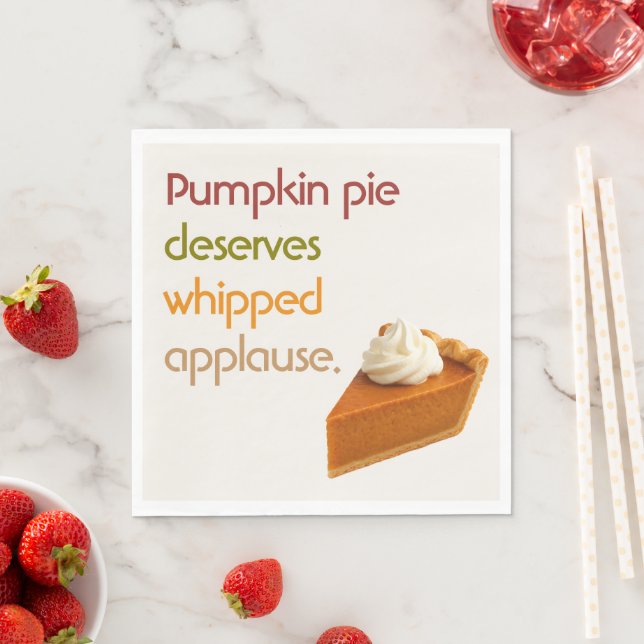 Pumpkin Pie & Whipped Cream Humor Thanksgiving Pappersservett (Insitu)