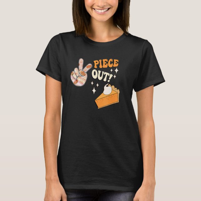 Pumpkin Pies Retro Piece Out   Thanksgiving T Shirt (Framsida)