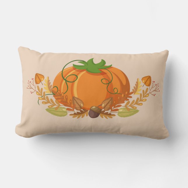 Pumpkin Pillow för hösten Lumbarkudde (Framsida)