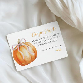 Pumpkin Pink Bow Baby Shower Diaper Raffle Tilläggskort