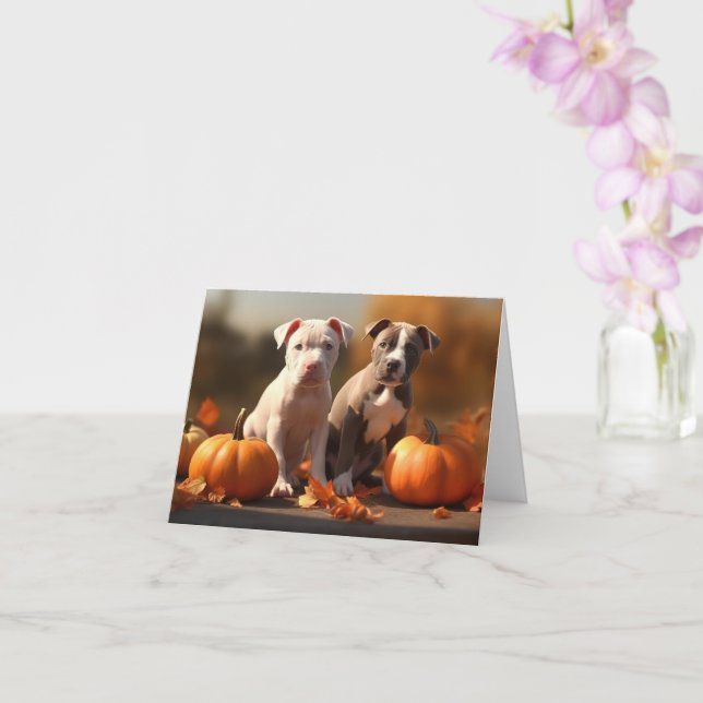Pumpkin Pitbull Puppy Autumn Delight Pumpkin Kort (Orkide)
