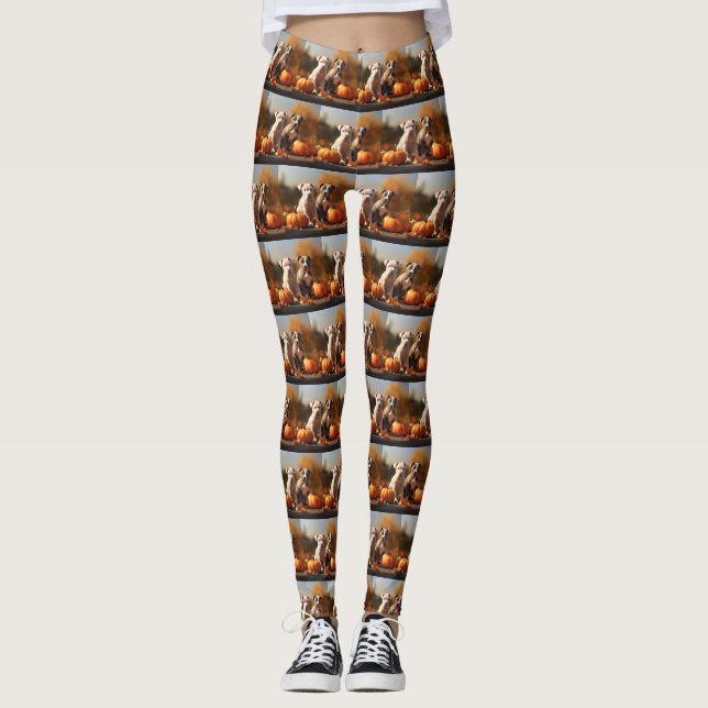 Pumpkin Pitbull Puppy Autumn Delight Pumpkin Leggings (Framsida)
