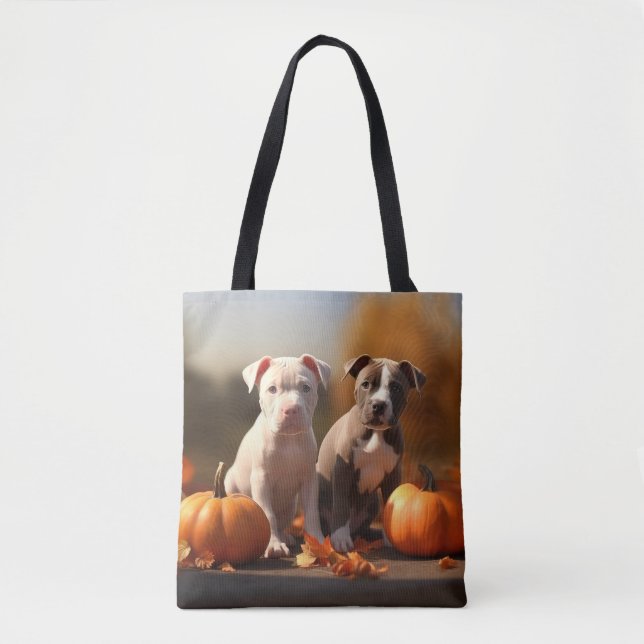 Pumpkin Pitbull Puppy Autumn Delight Pumpkin Tygkasse (Framsida)