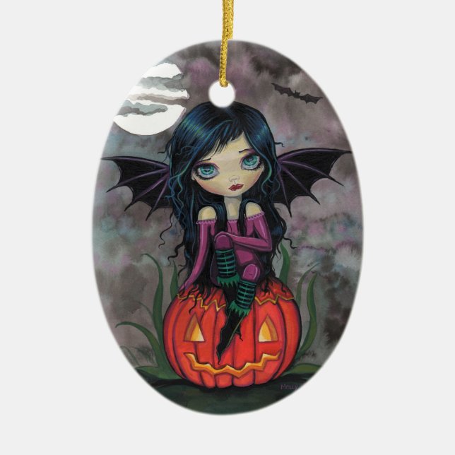 Pumpkin Pixie Cute Vampire Halloween Ornament (Framsidan)
