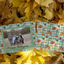 Pumpkin Play Thanksgiving Photo Helgdag Card
