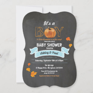 Pumpkin pojke dusch, rustik wood chalkboard inv. inbjudningar