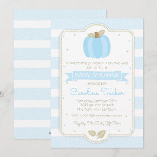 Pumpkin Pojke Shower-inbjudan - Blue Rand Inbjudningar