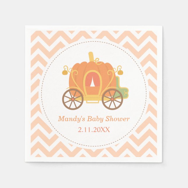 Pumpkin Princess Carriage Baby Shower Supplies Pappersservett (Framsidan)