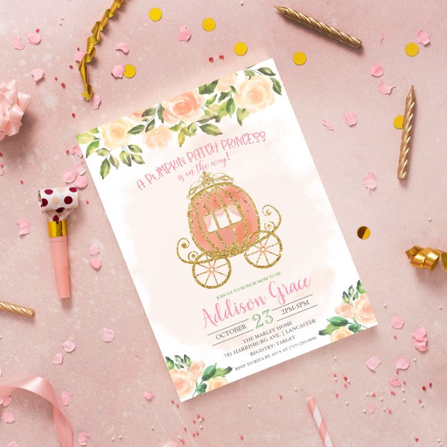 Pumpkin Princess Glitter Baby Shower-inbjudan Inbjudningar (Skapare uppladdad)