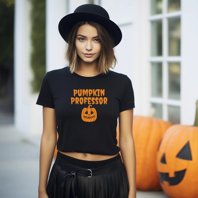 Pumpkin Professor orange typography T Shirt (Skapare uppladdad)