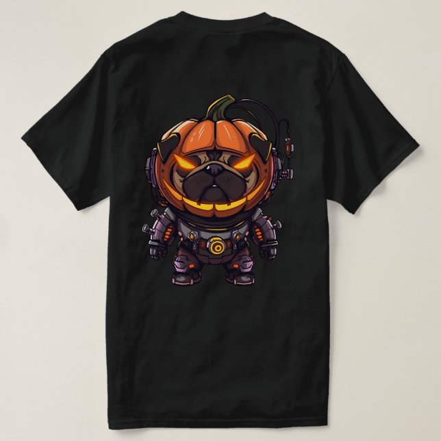 Pumpkin Pug Mecha - Halloween Graffiti T Shirt (Design baksida)