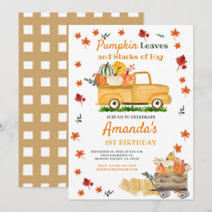 Pumpkin Pumpkin Lastbil Gult Orange Pumpkin Inbjudningar