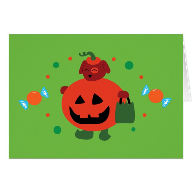 Pumpkin Puppy Hälsningskort (Framsidan Horizontal)