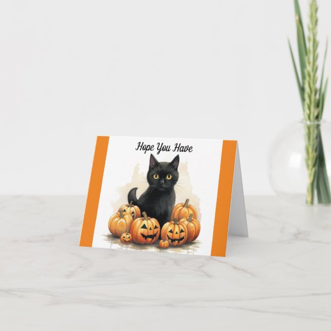 Pumpkin Purrfect Halloween-hälsningskort Kort (Framsida)