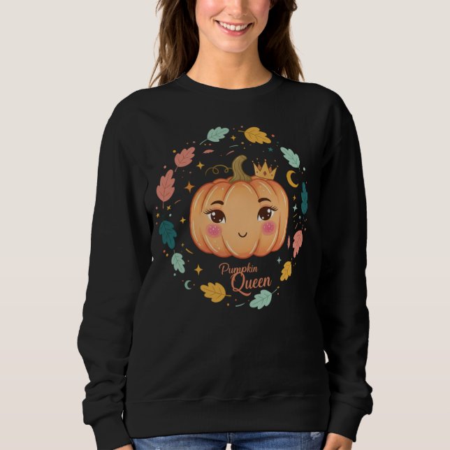 Pumpkin Queen – Cute Minimalist Halloween Aestheti T Shirt (Framsida)