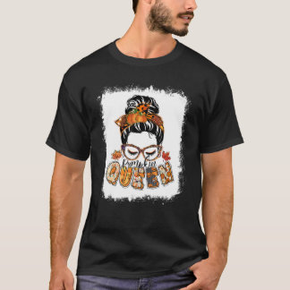 Pumpkin Queen Messy Bun Fall Pumpkin Fall Vibes Au T Shirt