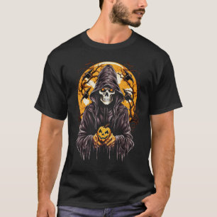 Pumpkin Reaper A Skeletons All Hallow' Kväll T Shirt