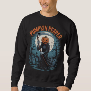 Pumpkin Reaper Gothic Halloween Death Scythe Lång Ärmad Tröja