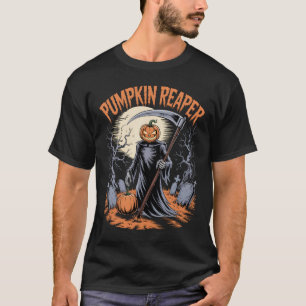 Pumpkin Reaper Gothic Halloween Spooky Pumpkin T Shirt