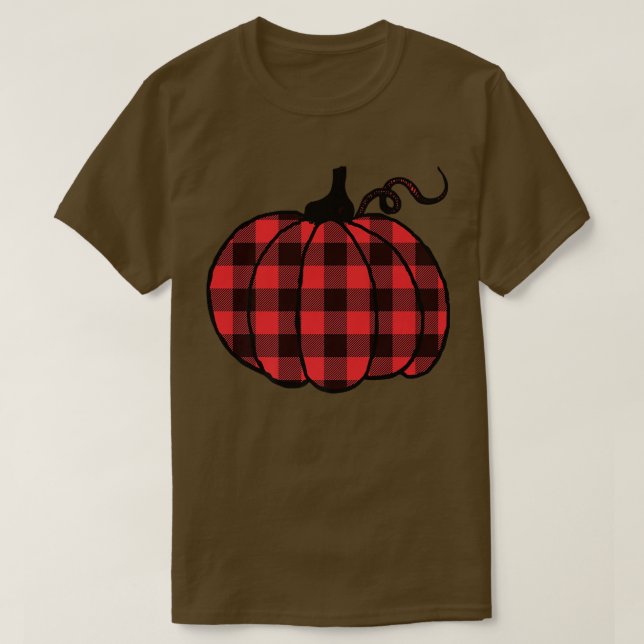 Pumpkin Red Buffalo Play Mönster höstcute T Shirt (Design framsida)